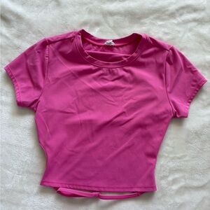 Garage Pink Fitted Short Sleeve Crew Neck Tee Open back